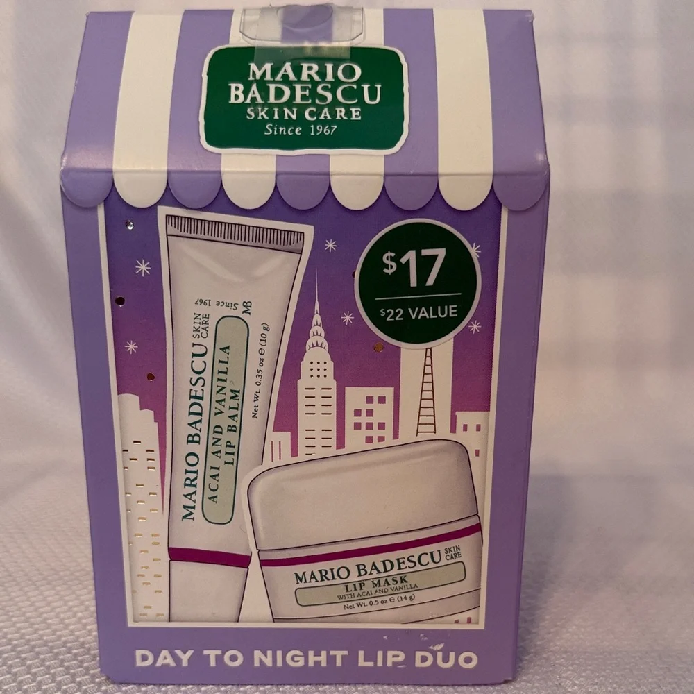 Mario Badescu Day to Night Lip Duo Acai and Vanilla Lip Balm and Lip‎ Mask Set